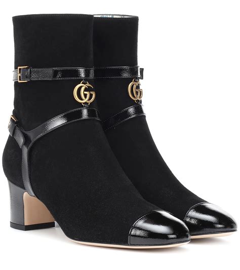 gucci women's black leather ankle boots vintage|gucci high heels boots.